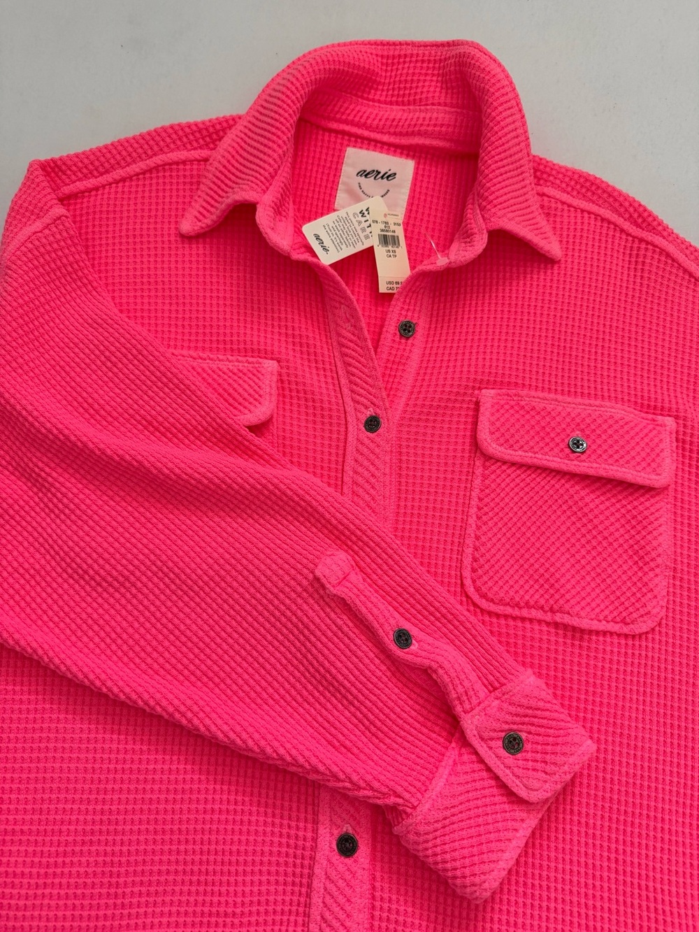 Aerie NWT LumberJane Waffle Shirt- Coral Sun XS